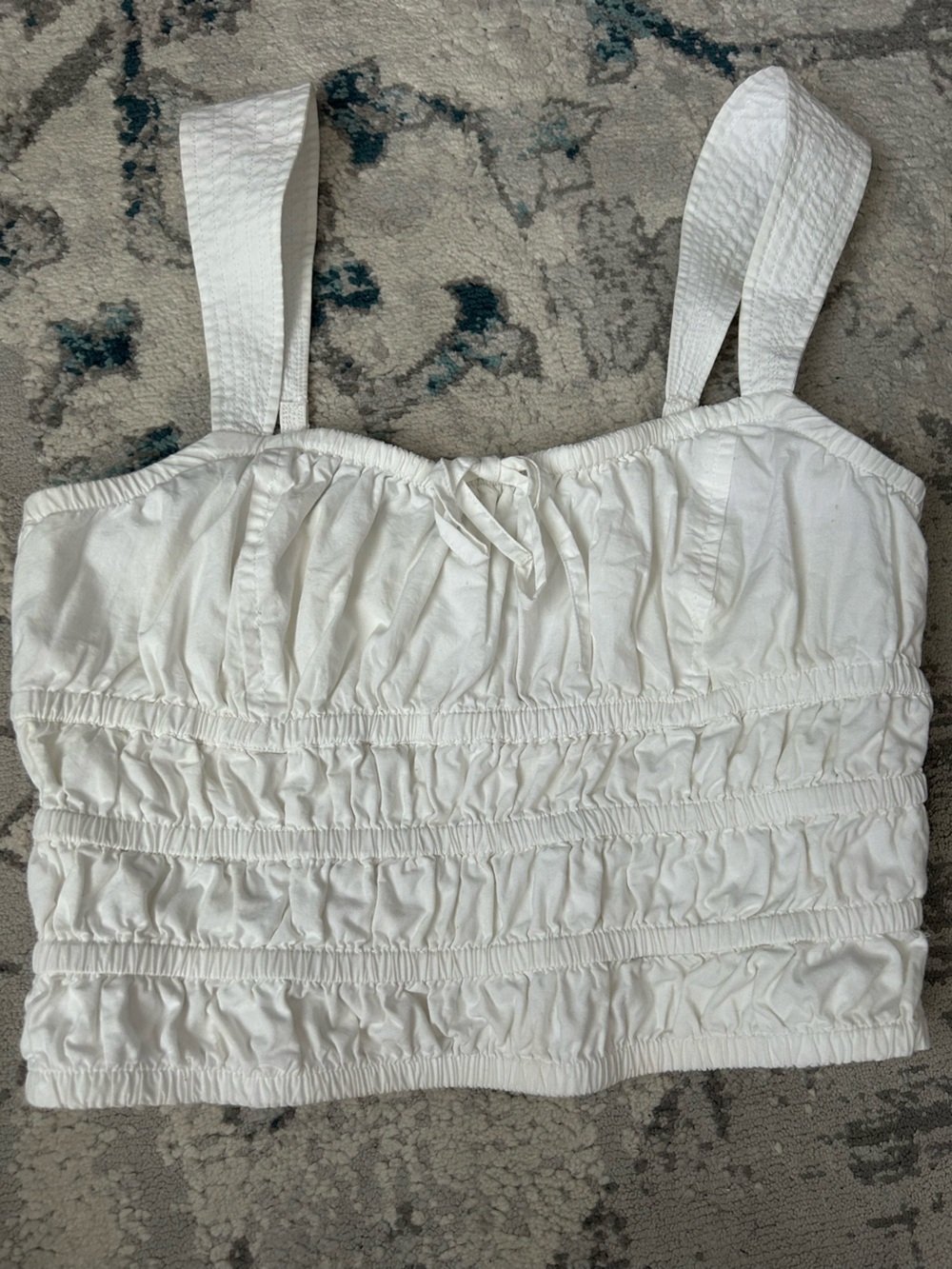 Sunday Best White Ruched Cotton Crop Tank